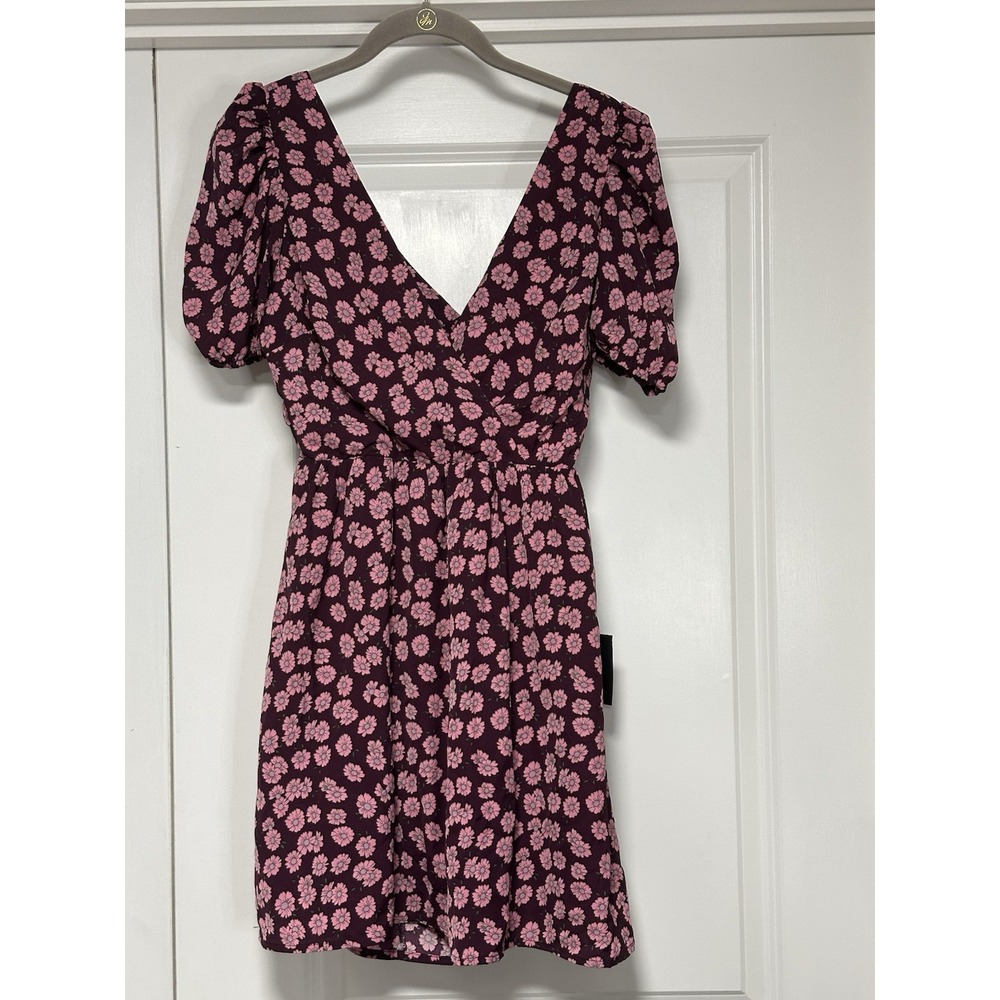 Lulus, She's‎ A Sweetheart Purple Floral Print Backless Skater Dress, Size Small
